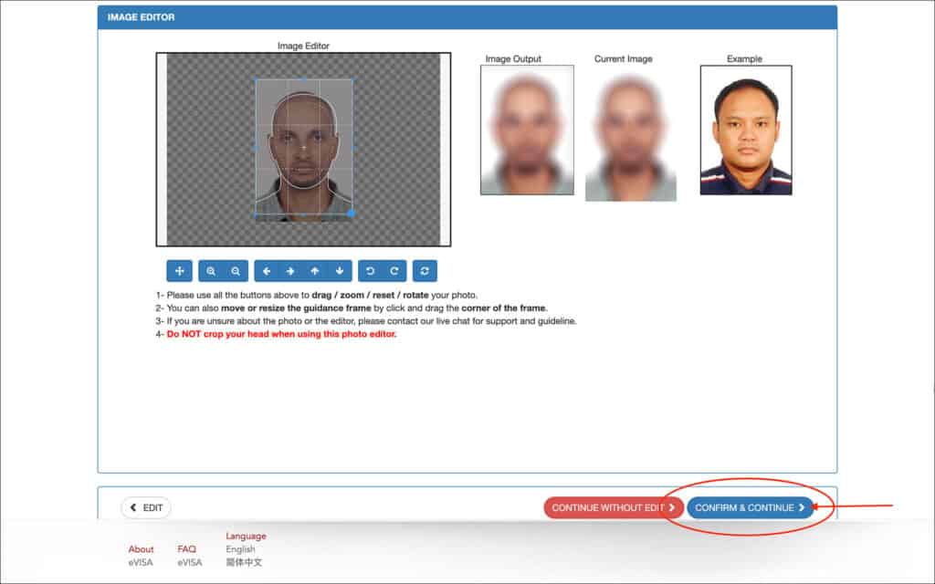 Malaysia eVisa Application - Image Editor