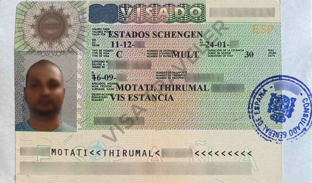 Schengen visa sample