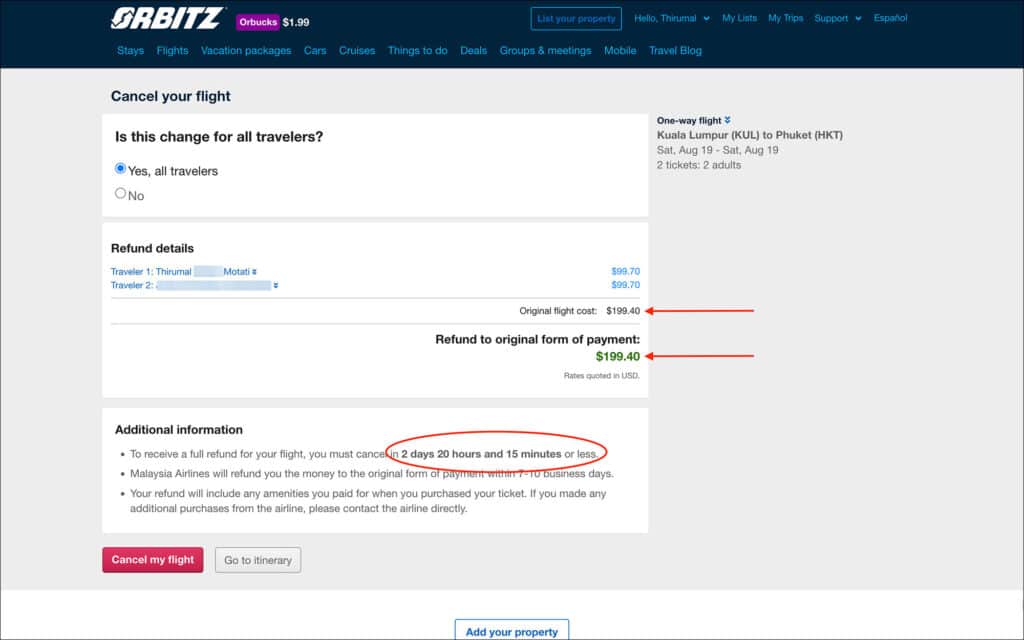 Free cancellation within 24 hours on Orbitz - Cancel your flight