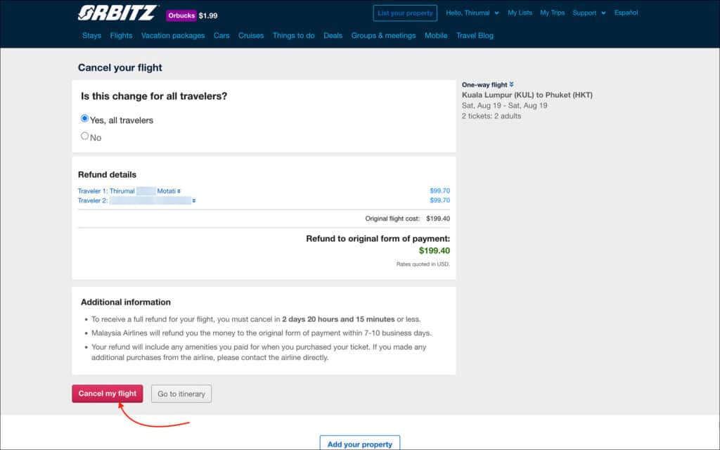 Free cancellation within 24 hours on Orbitz - Cancel your flight