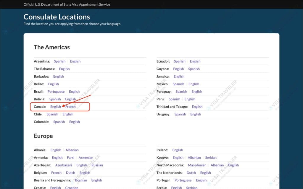 AIS US Visa Info - Consulate Location page