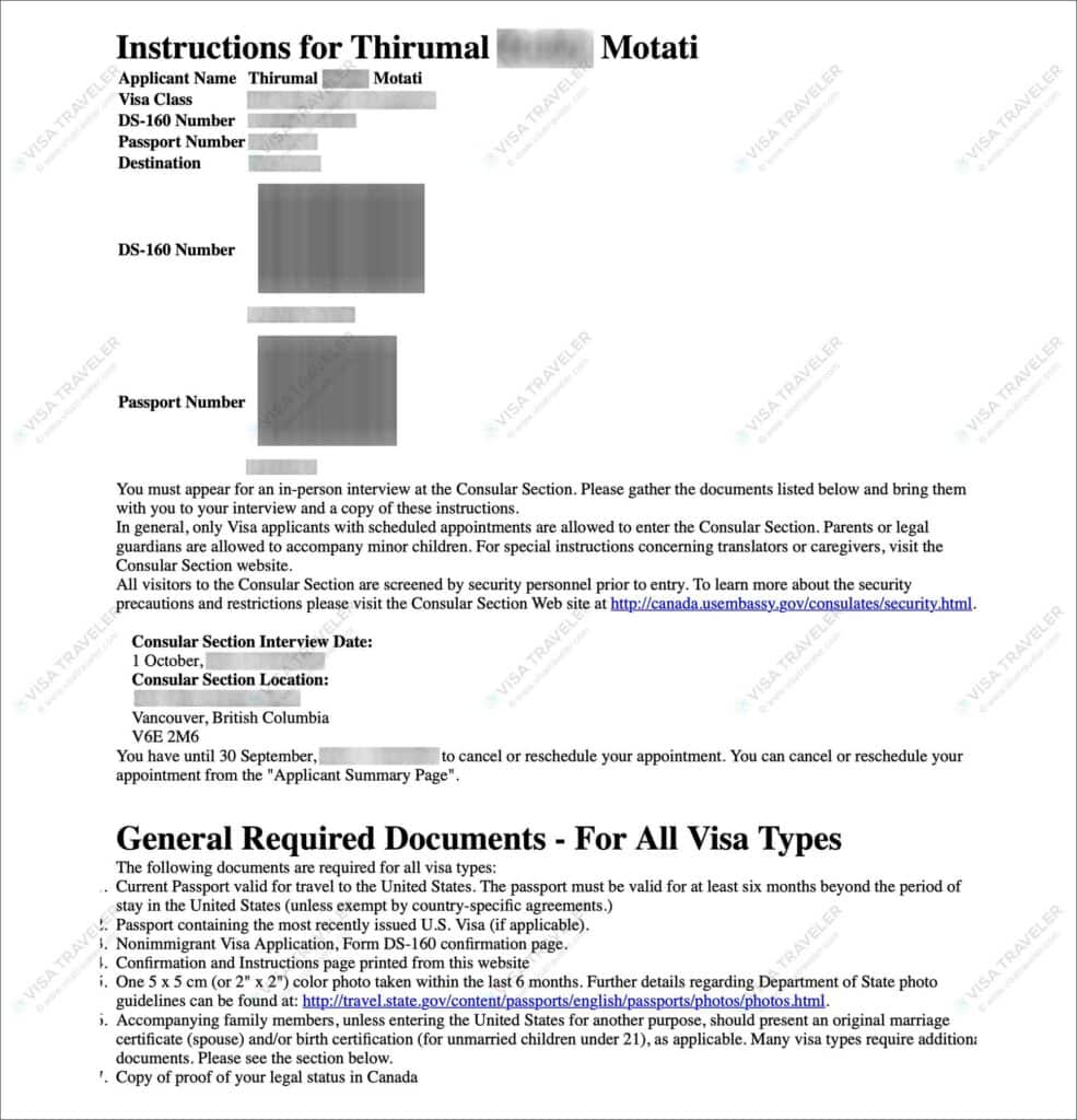 AIS US Visa Info - Appointment Confirmation and Instructions