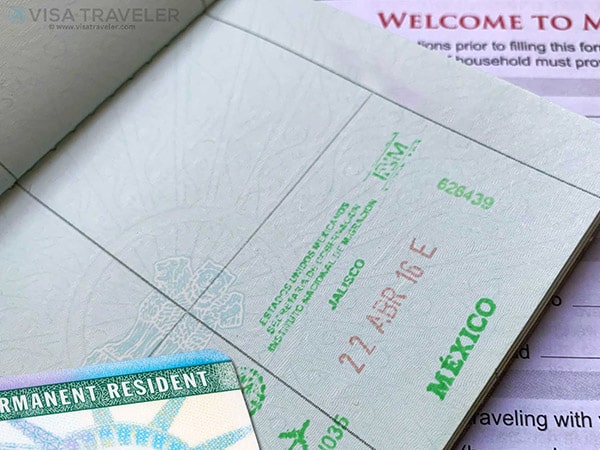permit to travel from mexico to us Mexico entry stamp in passport and green card