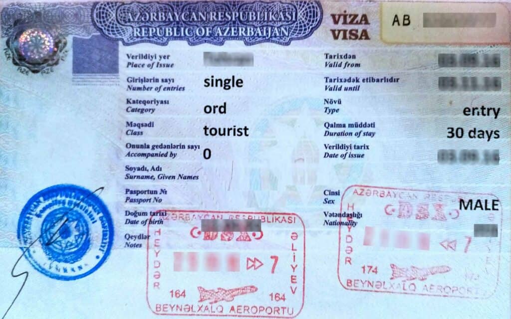 Azerbaijan Visa Sample Image