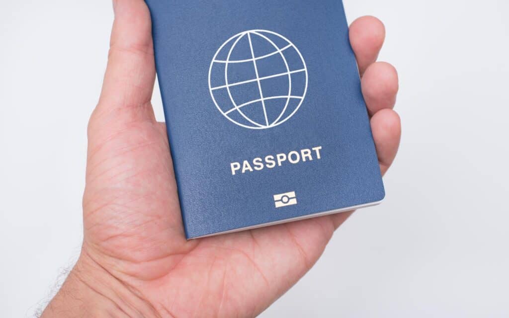 Holding a biometric passport (e-passport)
