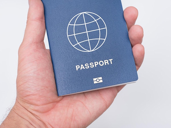 Holding a biometric passport (e-passport)