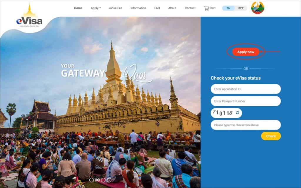Laos eVisa home page