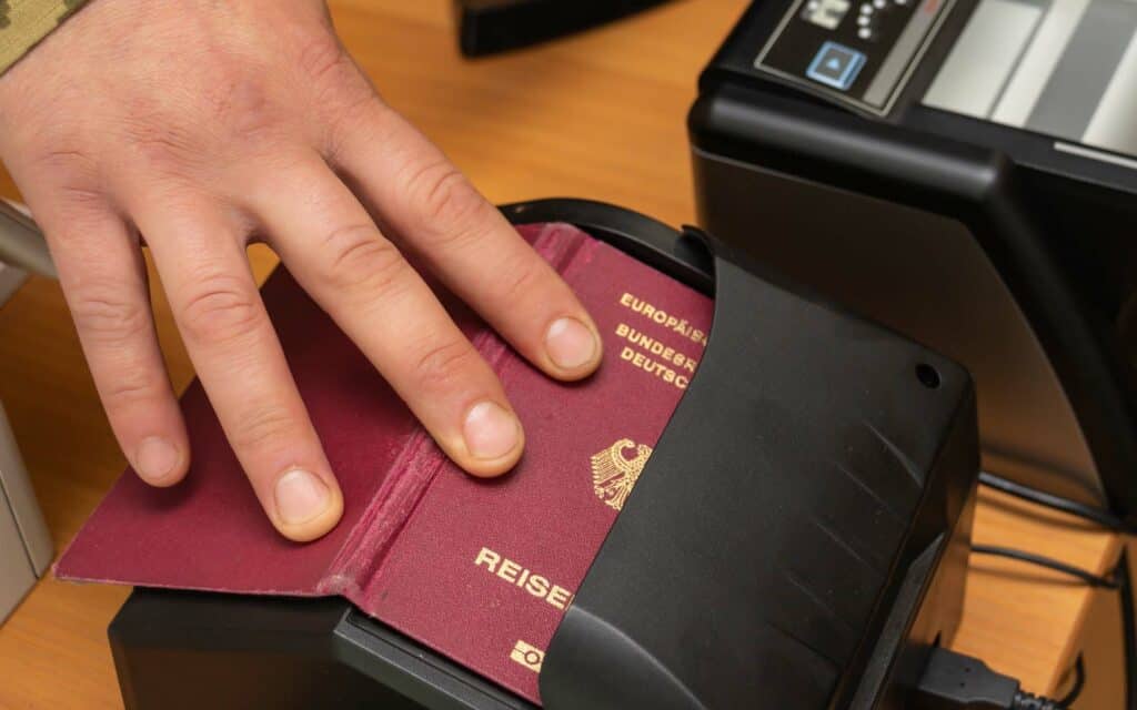 Scanning Machine Readable passport at immigration