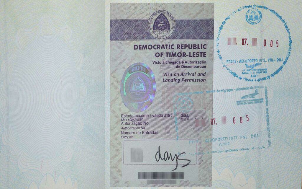 Timor-Leste Visa on Arrival Sticker