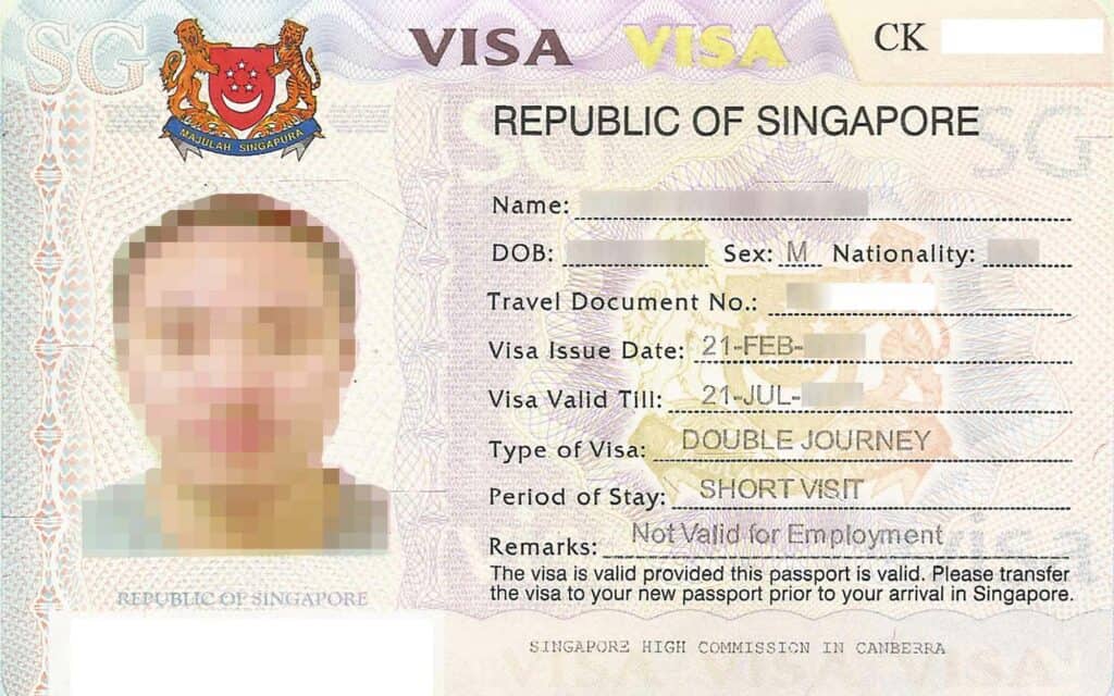 Singapore Visa Sample