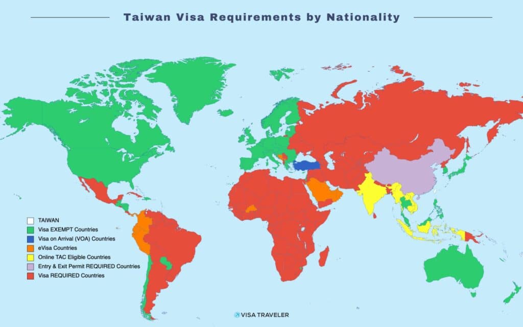 Taiwan Visa Requirements by Nationality