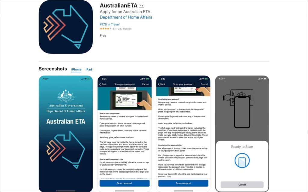 Australia ETA App on Apple App Store