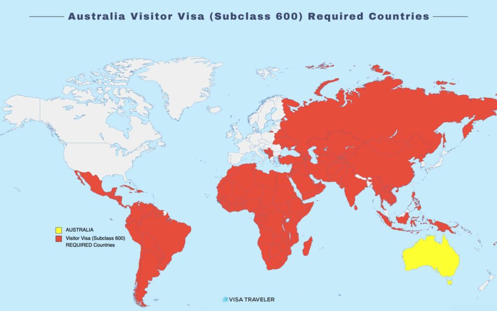 Australia Visitor Visa (Subclass 600) Required Countries