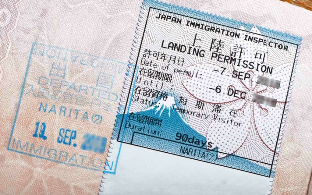 Japan Entry and Exit Stamps in Passport