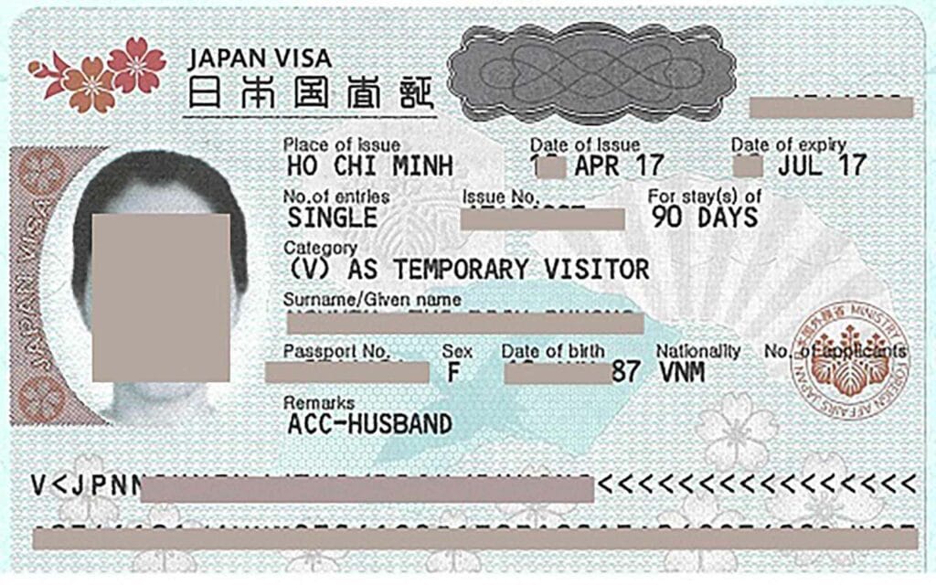 Japan Tourist Visa Sample