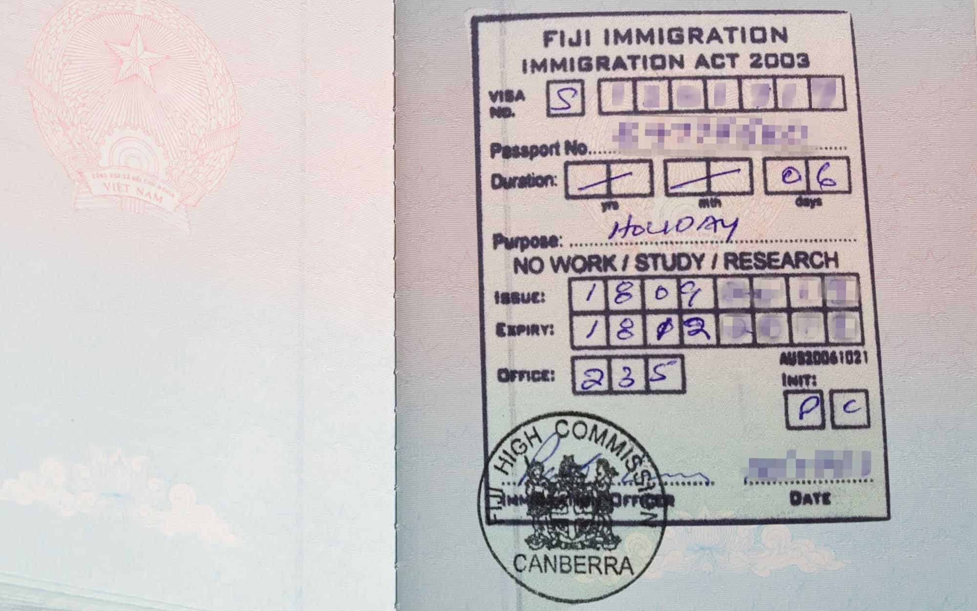 fiji tourist visa extension
