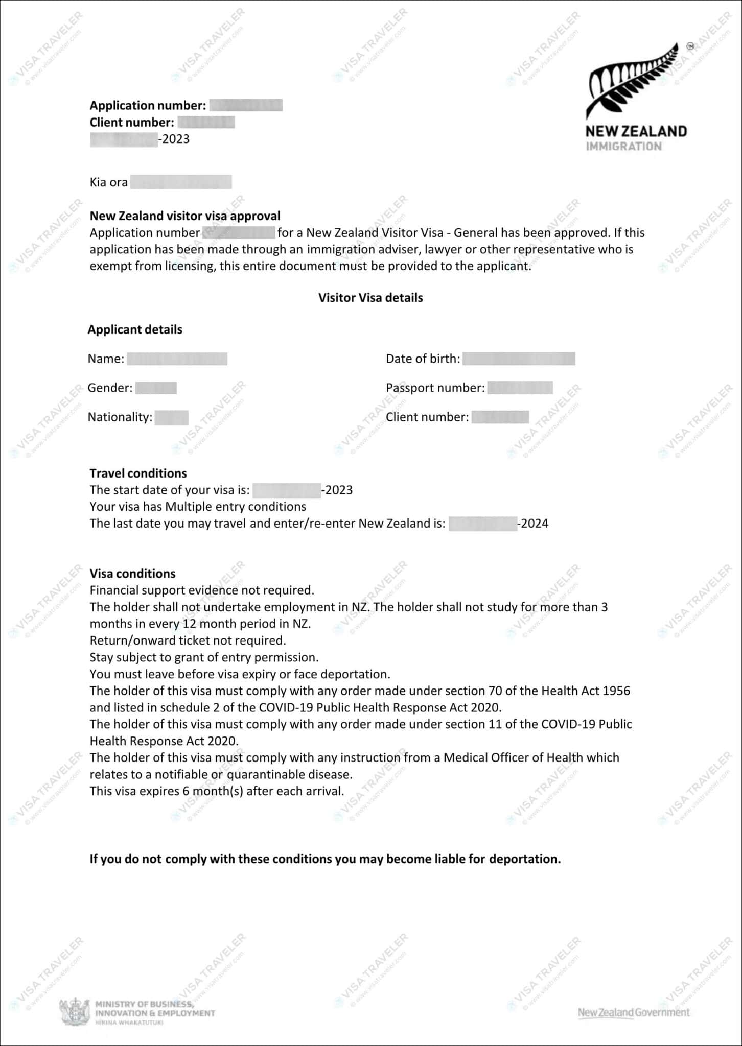 visitor visa for new zealand