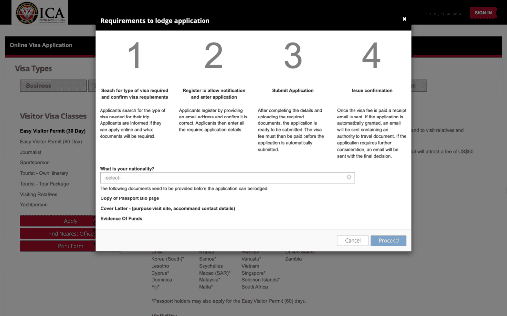 Papua New Guinea e-Visa Application Portal