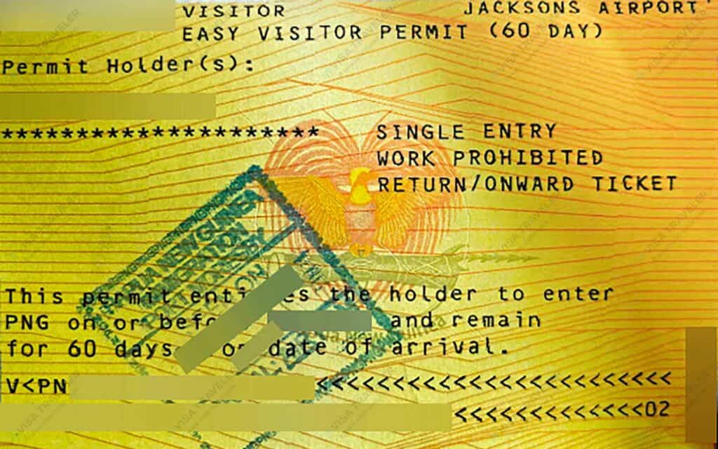 Papua New Guinea Visa on Arrival (VOA) Sample