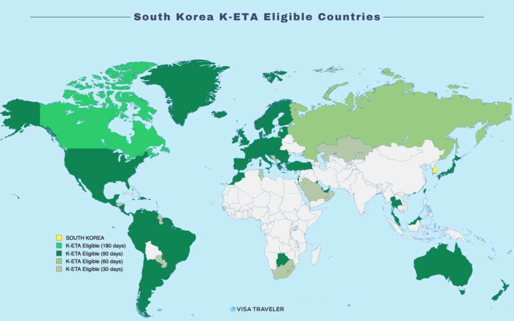 South Korea Electronic Travel Authorization (K-ETA) Eligible Countries