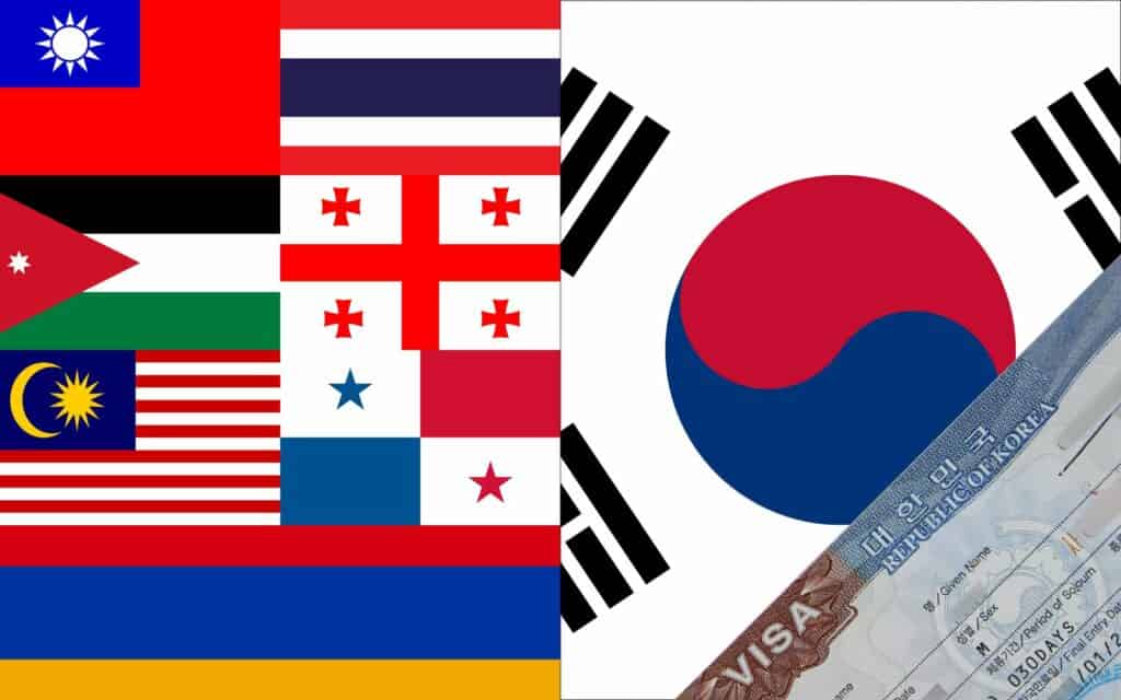 VISA-FREE Countries for South Korea Visa or Residence Card