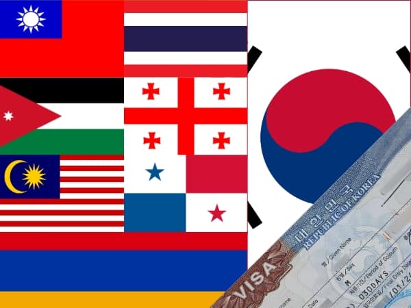 VISA-FREE Countries for South Korea Visa or Residence Card