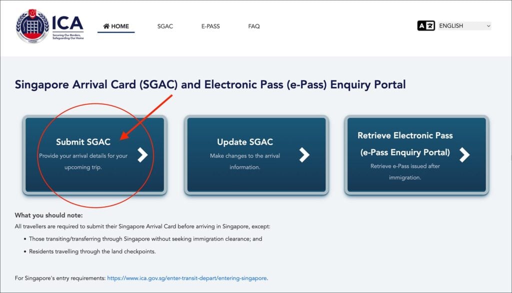SG Arrival Card - Submit SGAC