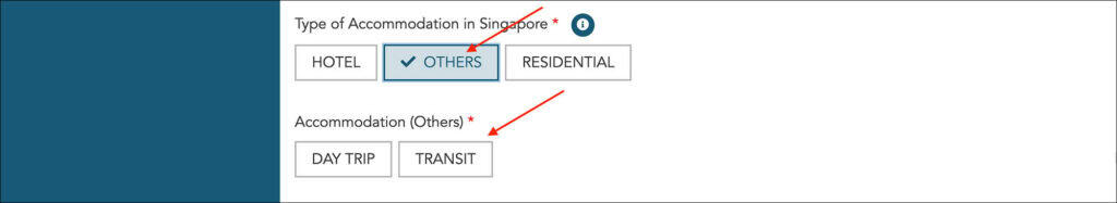 SG Arrival Card - Accommodation Others