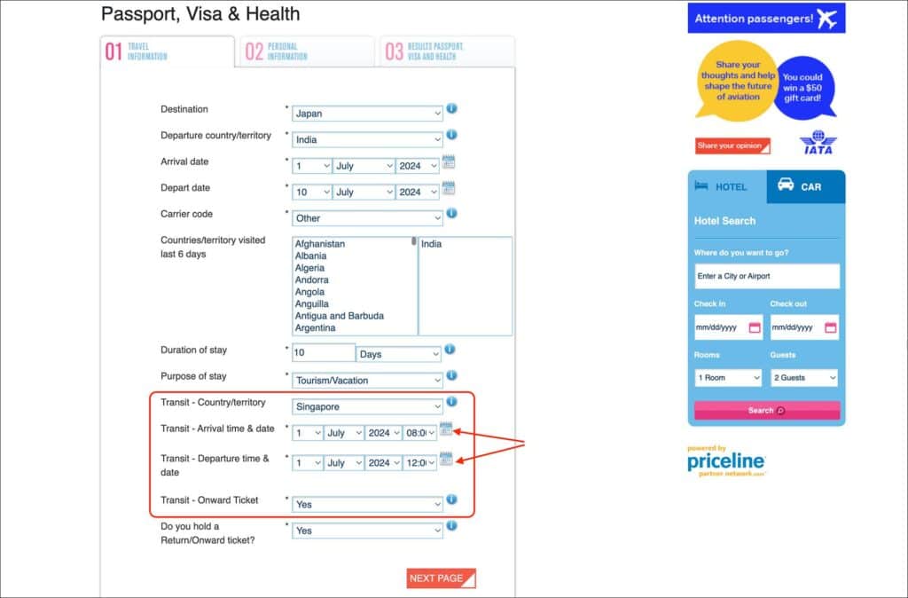 IATA Travel Centre - Transit Visa Query