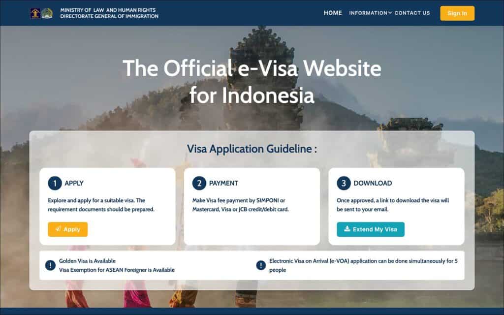 Indonesia eVOA Application Portal