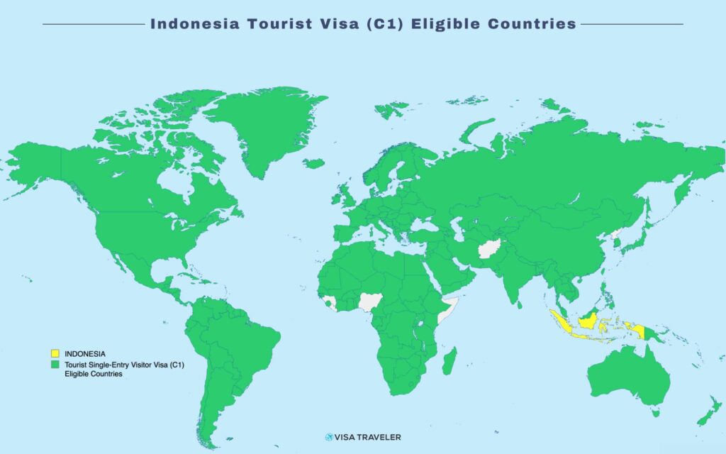 Indonesia Tourist Single-Entry Visitor Visa (C1) Eligible Countries