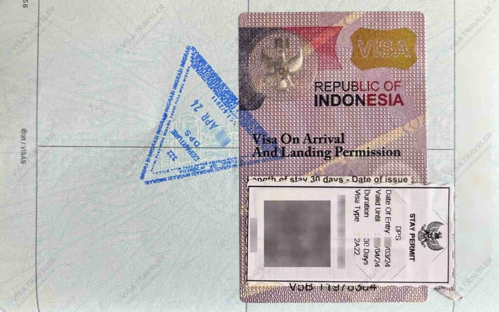 Indonesia Visa on Arrival (VOA) Sample