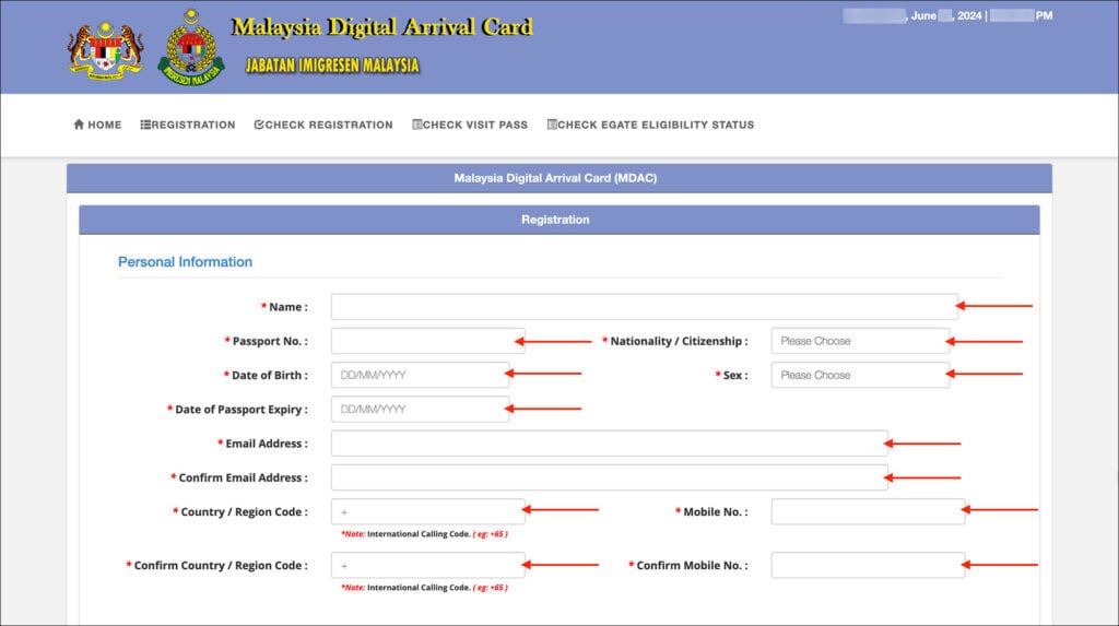 MDAC Registration - Personal Information Section