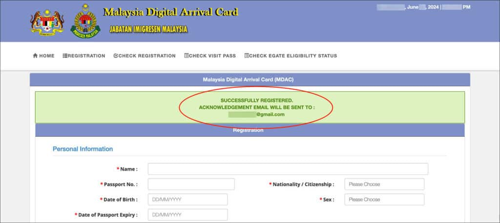MDAC Registration - Successful Submission