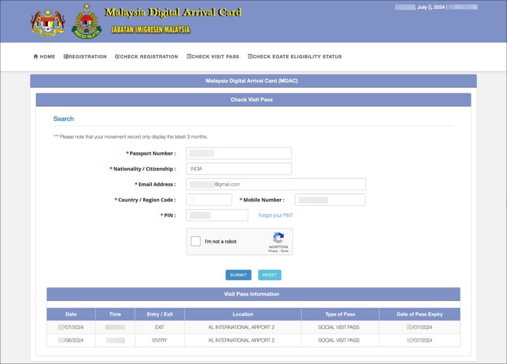 MDAC Visit Pass Information