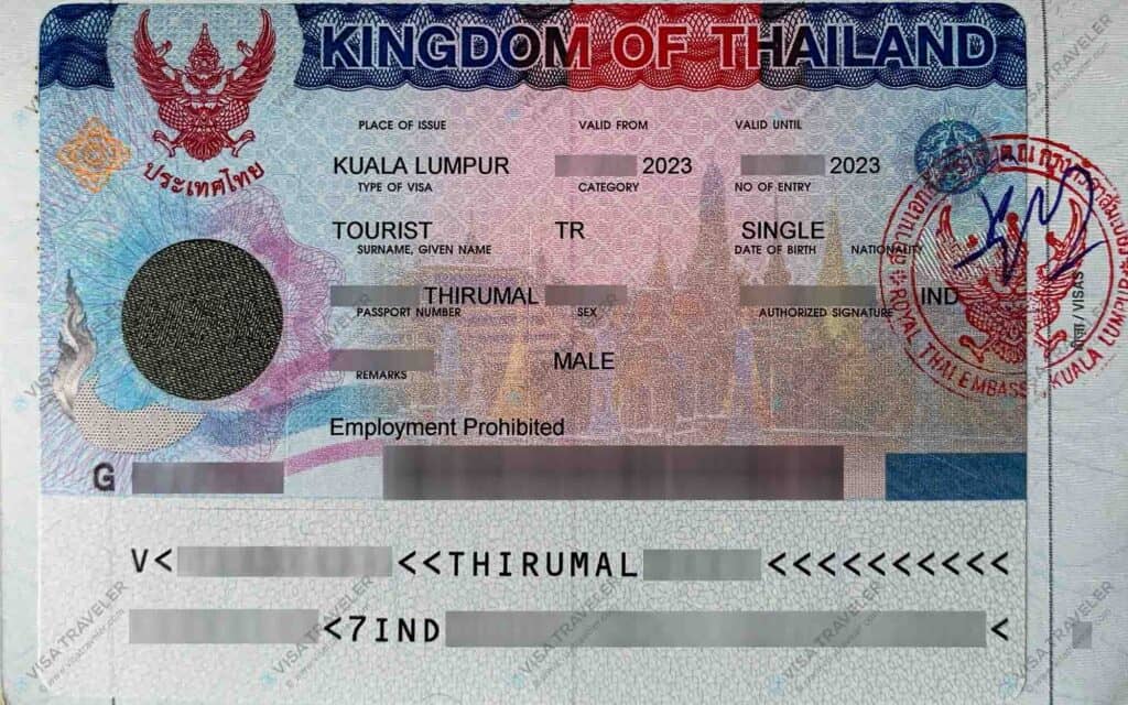 Thailand Tourist Visa Sample