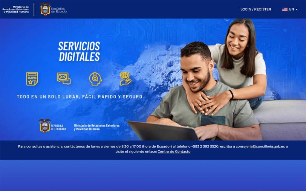 Ecuador eVisa Portal Home Page