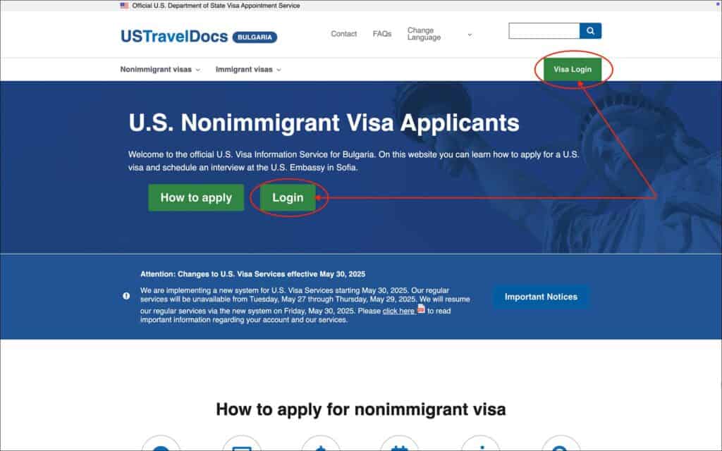 Schedule US Visa Appointment on US Travel Docs - NIV Visa Login Page