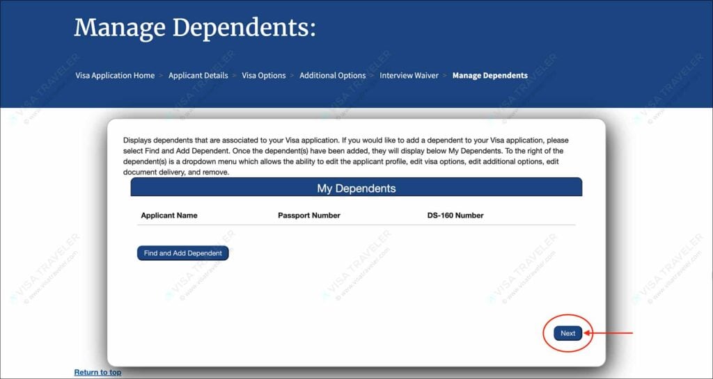 Schedule US visa appointment on US Visa Scheduling - Dependents