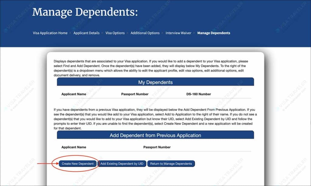 Schedule US visa appointment on US Visa Scheduling - Add new dependent