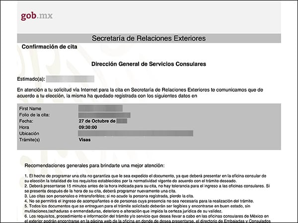 Book Mexico Visa Appointment