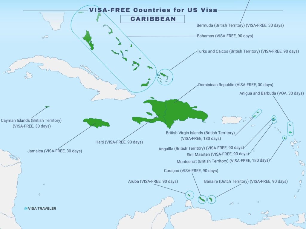 VISA-FREE Countries for US Visa Holders in Caribbean