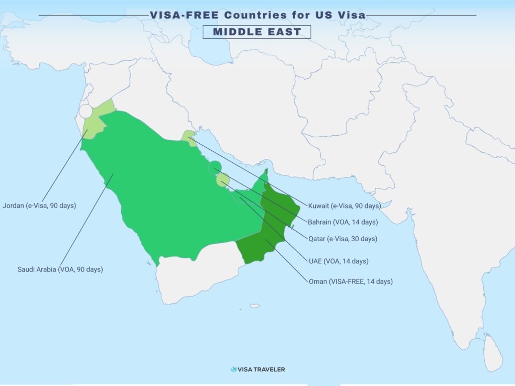 VISA-FREE Countries for US Visa Holders in Middle East